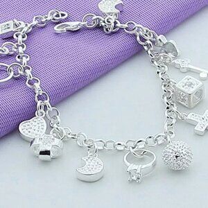 Wedding Charm Silver Fashion Beautiful Pendant Bracelet